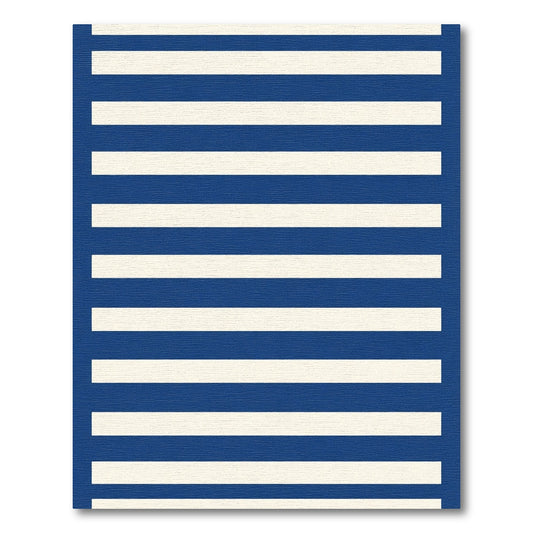 Deep Blue Cream Horizontal Stripe Rug