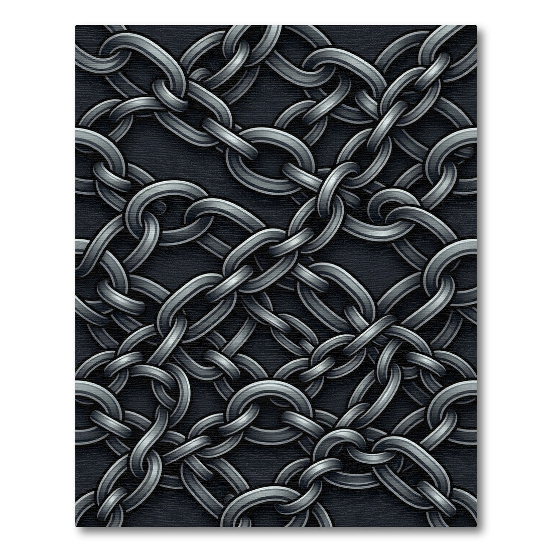 Dark Gray Interlocking Chain Links Rug