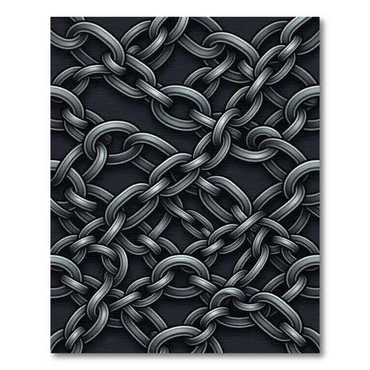 Dark Gray Interlocking Chain Links Rug