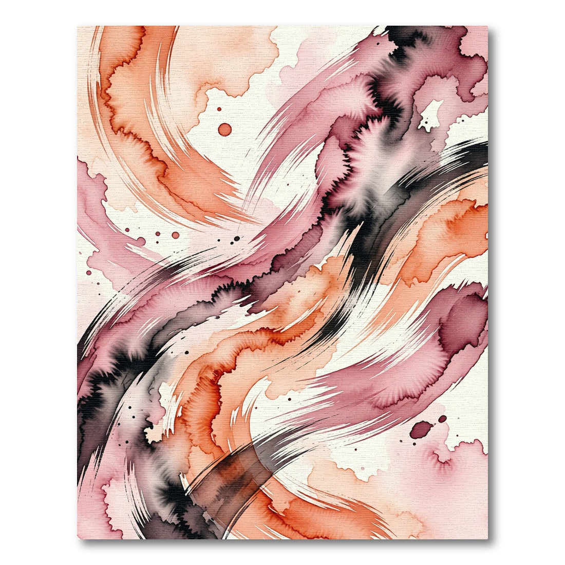 Abstract Crimson Peach Swirl Watercolor Rug