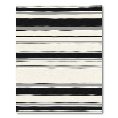 Modern Black Gray Stripe Rug