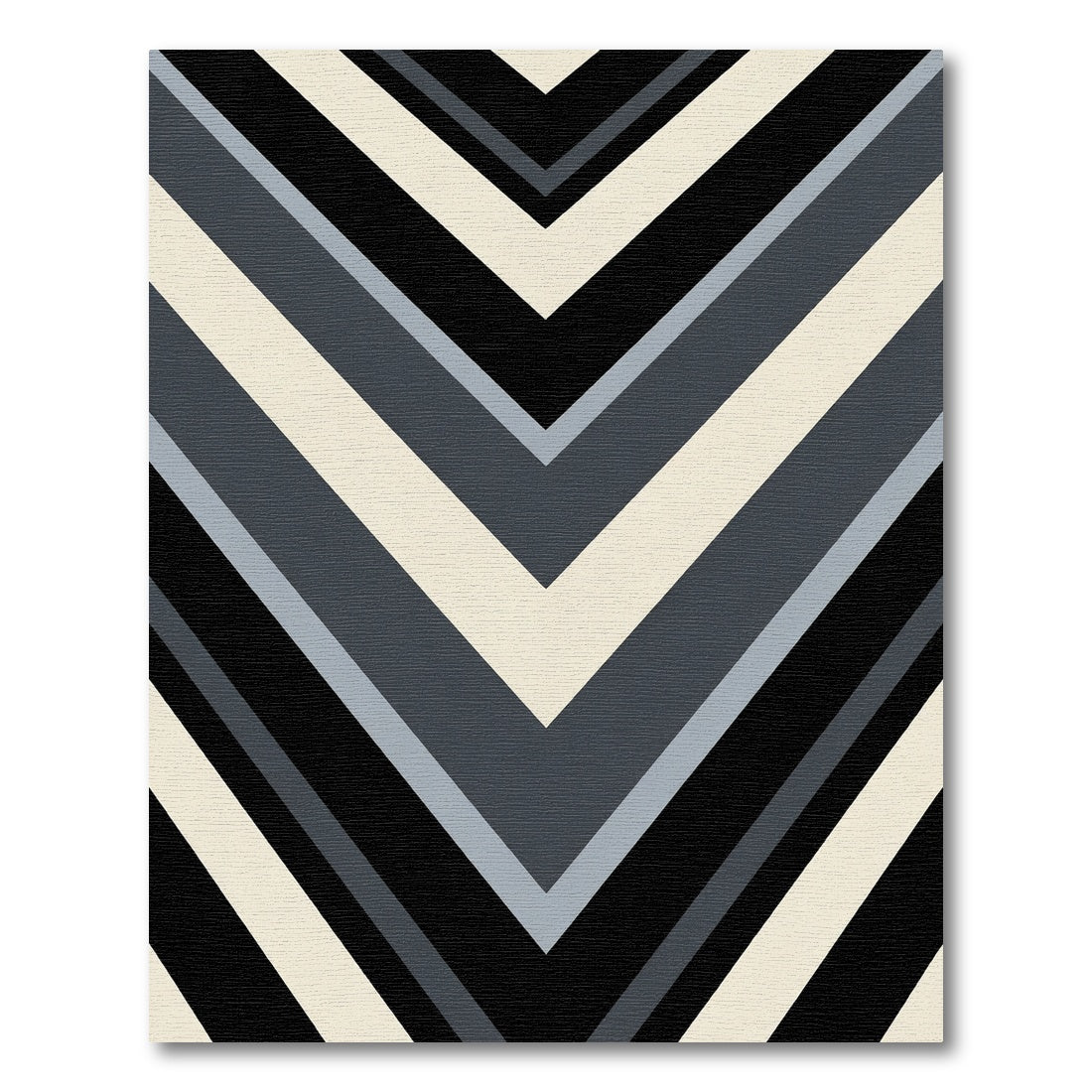 Deep Charcoal Gray Chevron Lines Rug