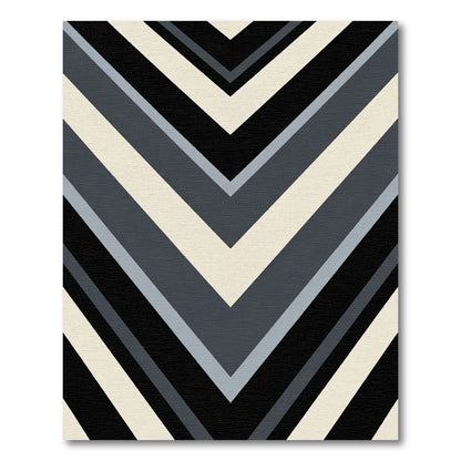Deep Charcoal Gray Chevron Lines Rug