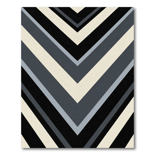 Deep Charcoal Gray Chevron Lines Rug