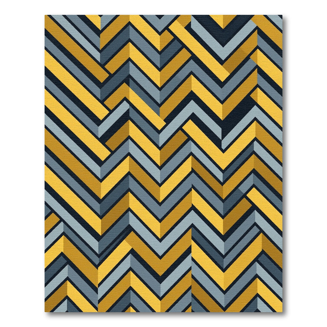Modern Mustard and Slate Chevron Zigzag Rug