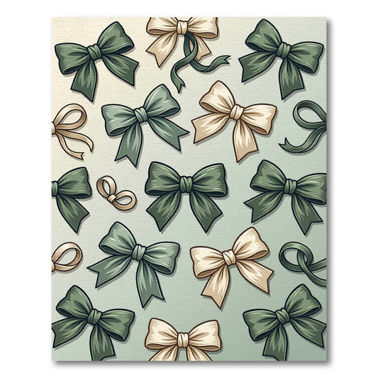 Sage and Cream Elegant Ribbon Bows Rug