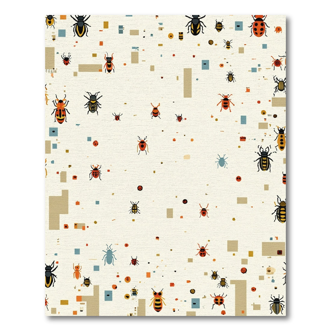 Whimsical Insect Collage Cream Rug