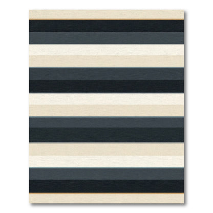 Deep Navy Cream Horizontal Stripe Rug