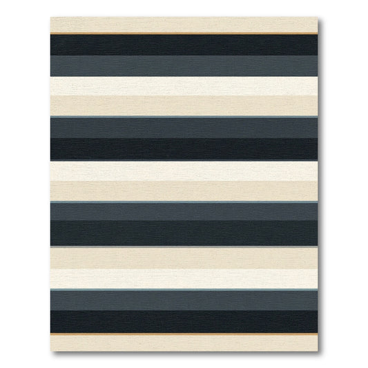 Deep Navy Cream Horizontal Stripe Rug