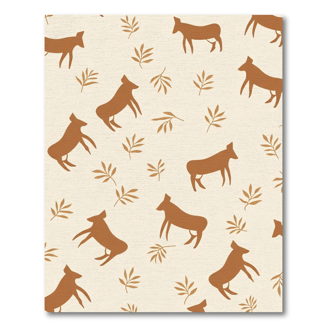 Brown Silhouette Animal Botanical Field Rug
