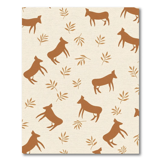 Brown Silhouette Animal Botanical Field Rug