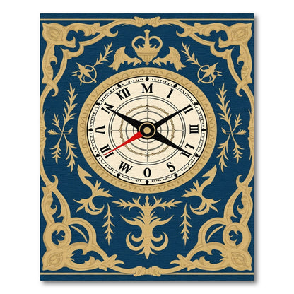 Ornate Blue Gold Compass Medallion Rug