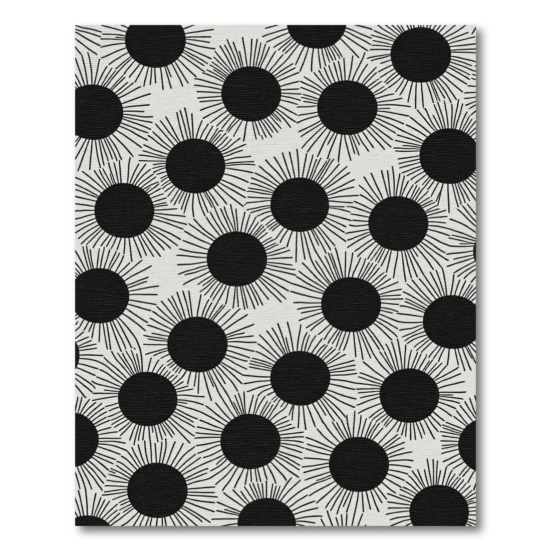 Black White Sunburst Scatter Rug
