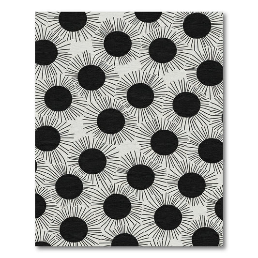 Black White Sunburst Scatter Rug