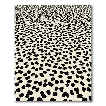 Cream Black Scattered Polka Dots Rug