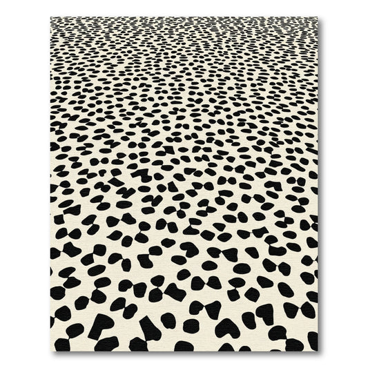 Cream Black Scattered Polka Dots Rug