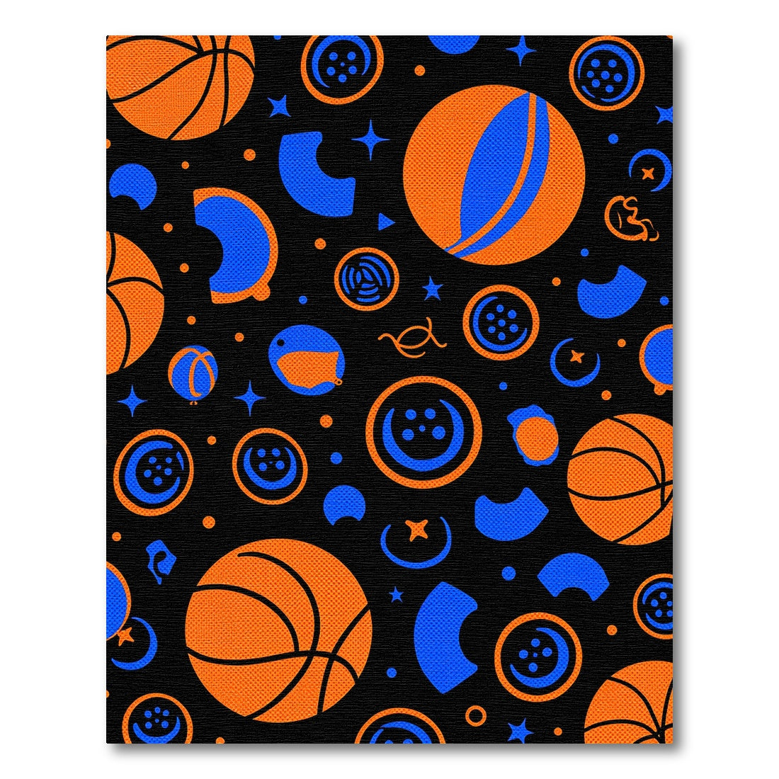 Orange Blue Basketball Round Shapes Rug