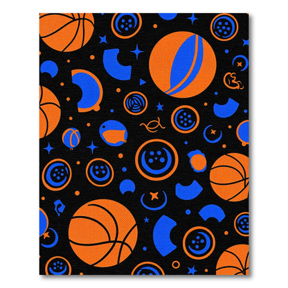Orange Blue Basketball Round Shapes Rug