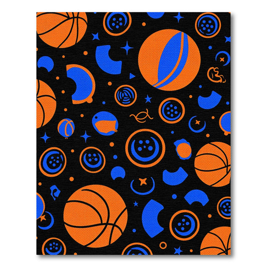 Orange Blue Basketball Round Shapes Rug