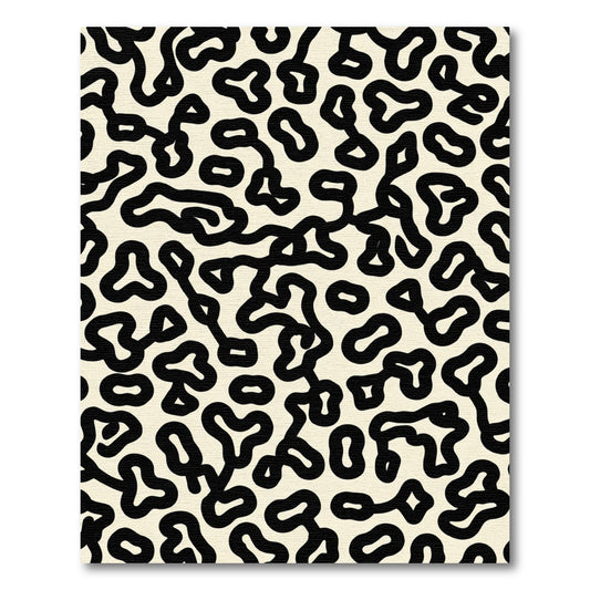Black Organic Flowing Lines Rug