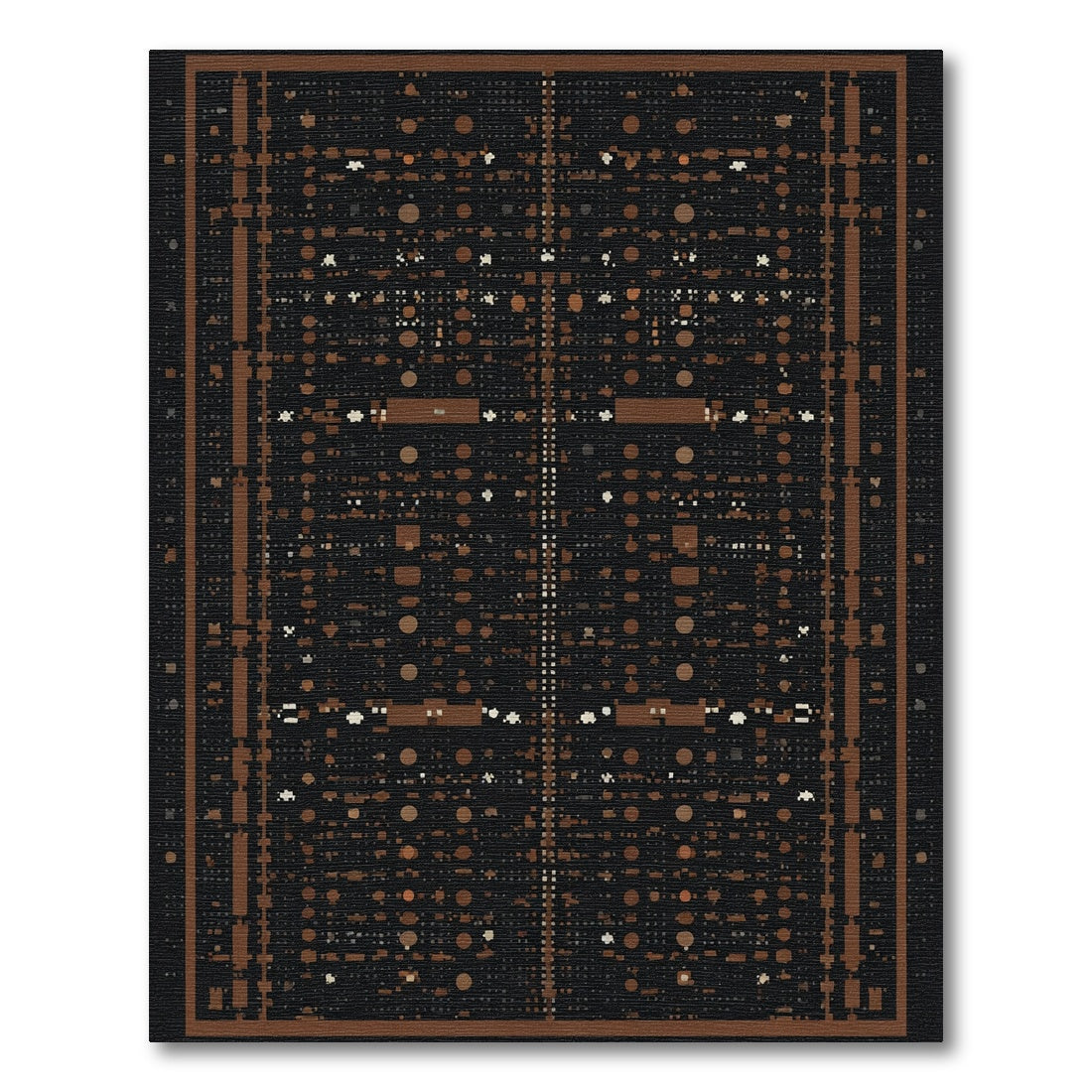 Dark Sienna Geometric Tiled Square Rug