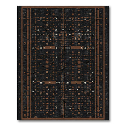 Dark Sienna Geometric Tiled Square Rug
