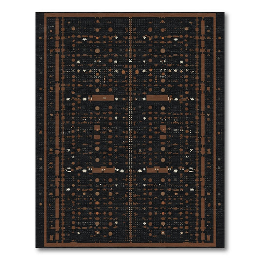 Dark Sienna Geometric Tiled Square Rug