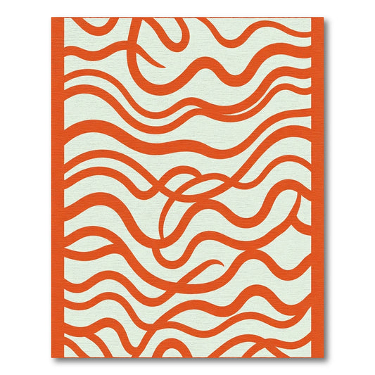 Bright Orange Wavy Swirls Rug