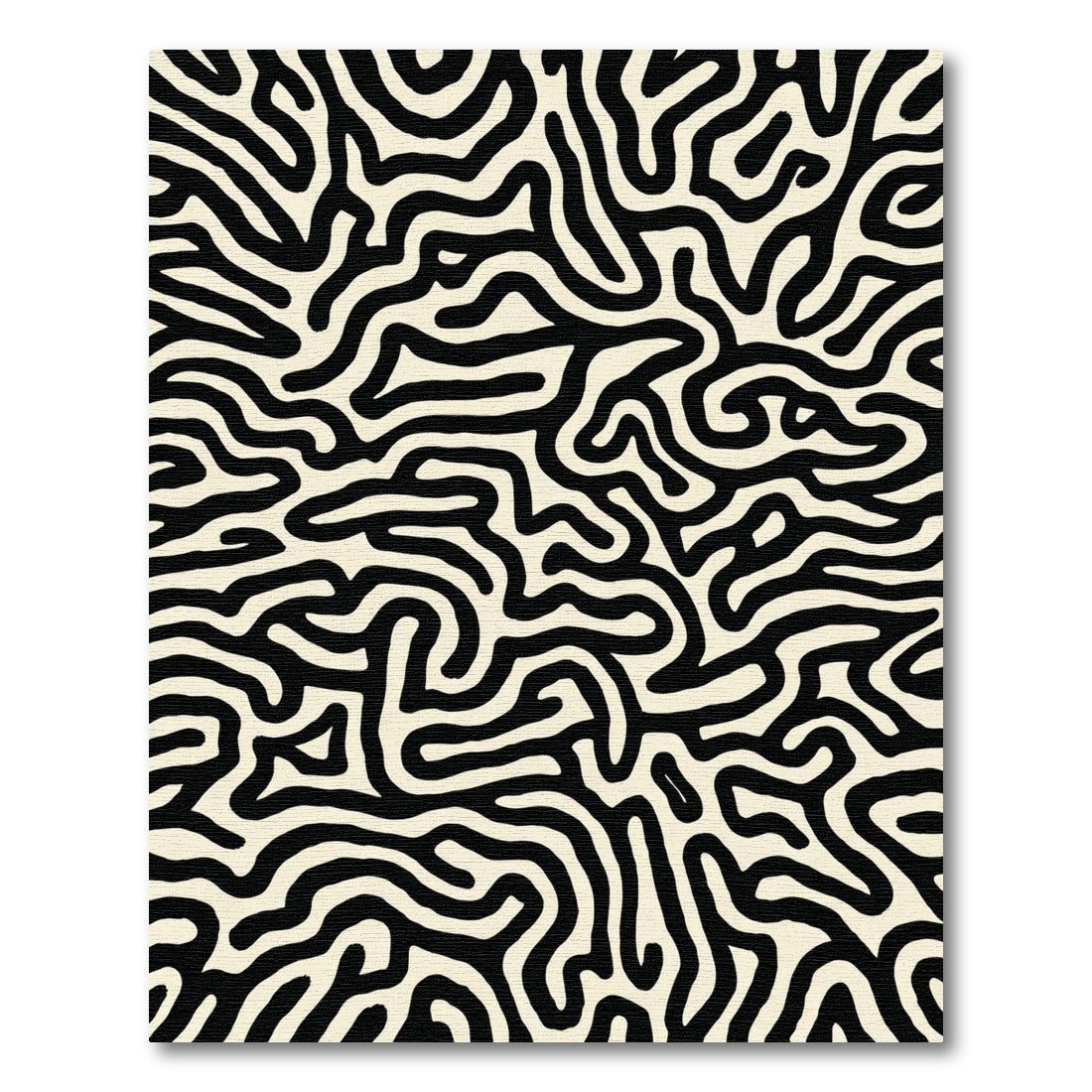 Black White Organic Labyrinth Rug
