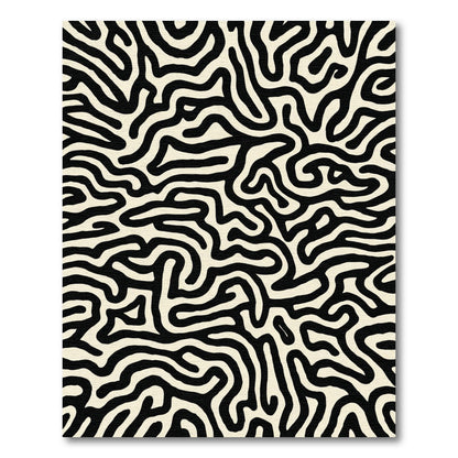 Black White Organic Labyrinth Rug