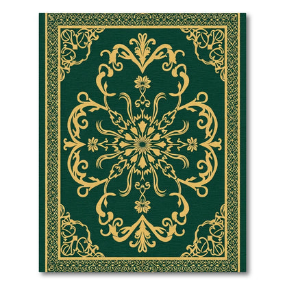 Emerald Golden Floral Damask Rug