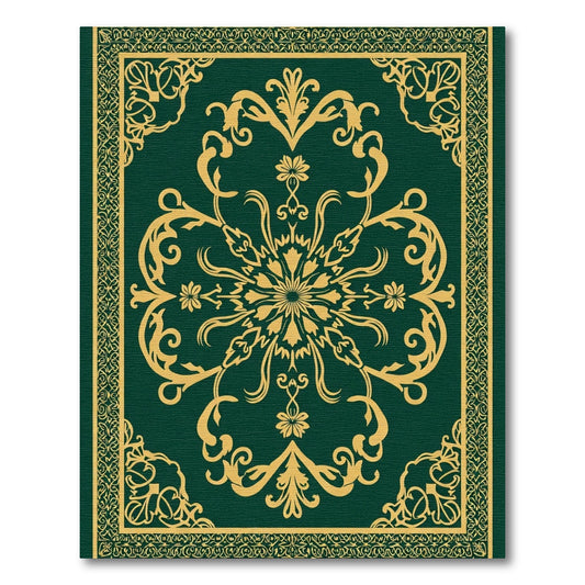 Emerald Golden Floral Damask Rug