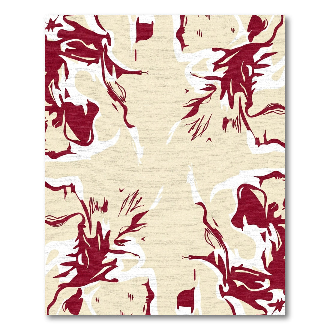 Crimson Beige Abstract Organic Forms Rug