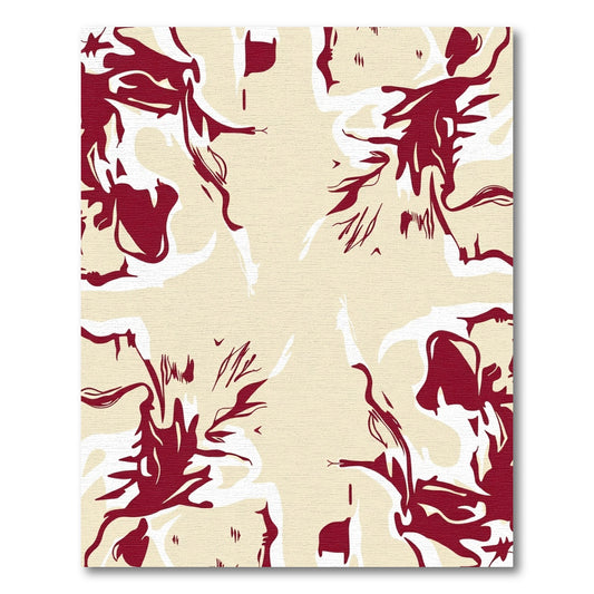 Crimson Beige Abstract Organic Forms Rug