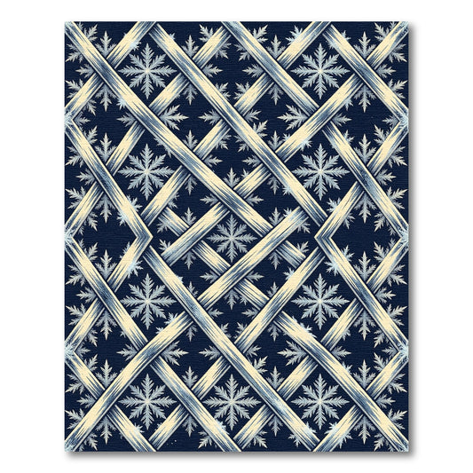 Navy Blue Geometric Lattice Snowflake Rug