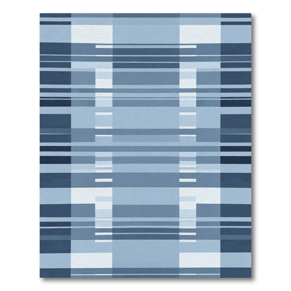 Modern Blue Striped Geometric Rug
