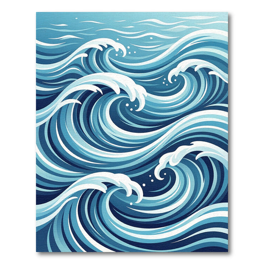 Cerulean Abstract Rolling Ocean Wave Rug