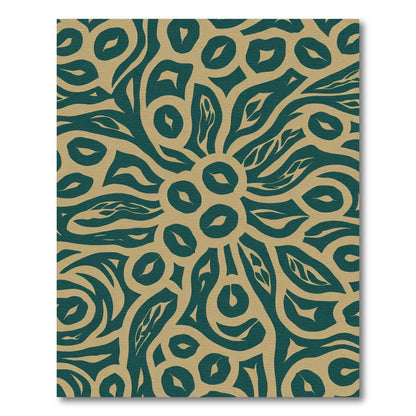 Teal And Khaki Abstract Floral Rug