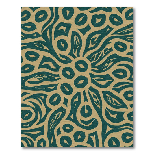 Teal And Khaki Abstract Floral Rug