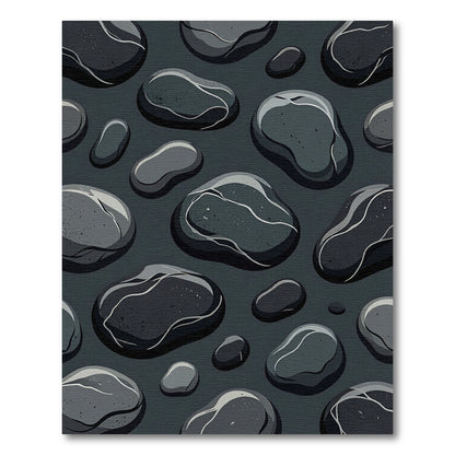Dark Gray Smooth Pebble Arrangement Rug