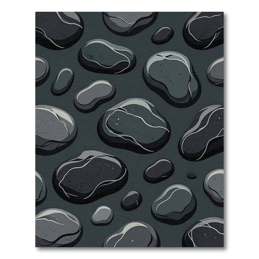 Dark Gray Smooth Pebble Arrangement Rug