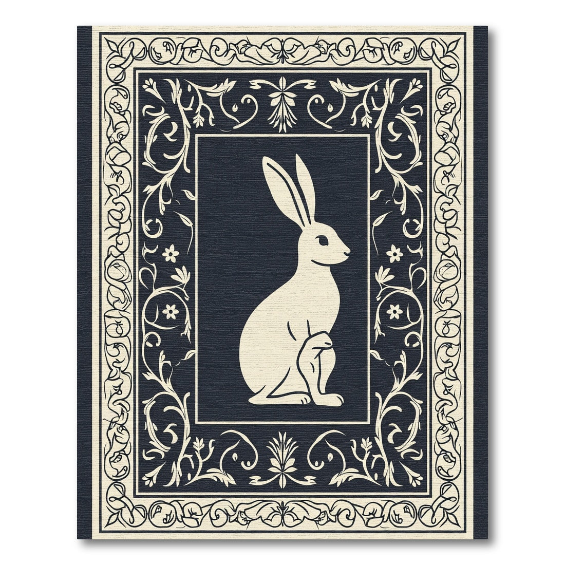 Cream Hare Vintage Floral Border Rug