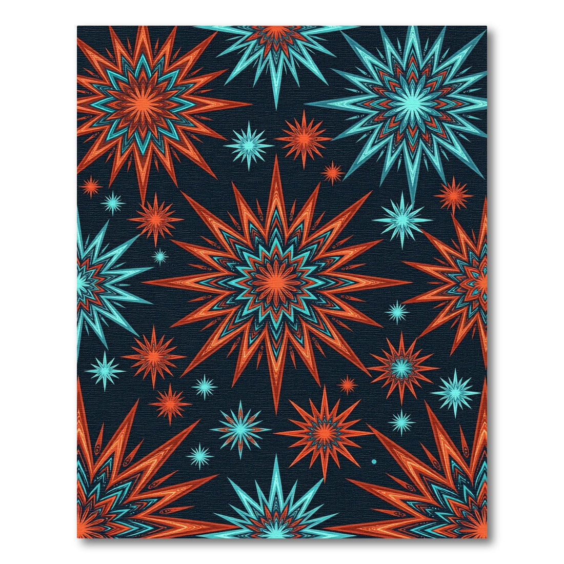 Orange Teal Starburst Explosion Rug