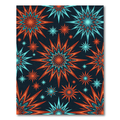 Orange Teal Starburst Explosion Rug