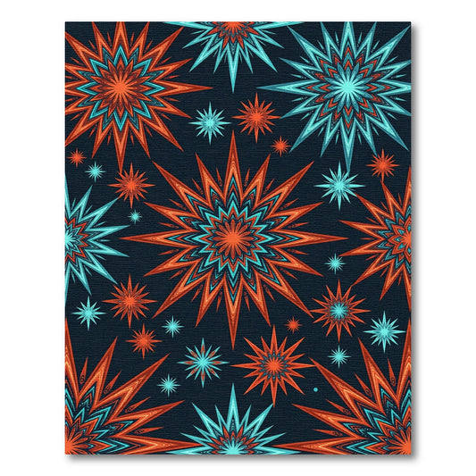 Orange Teal Starburst Explosion Rug