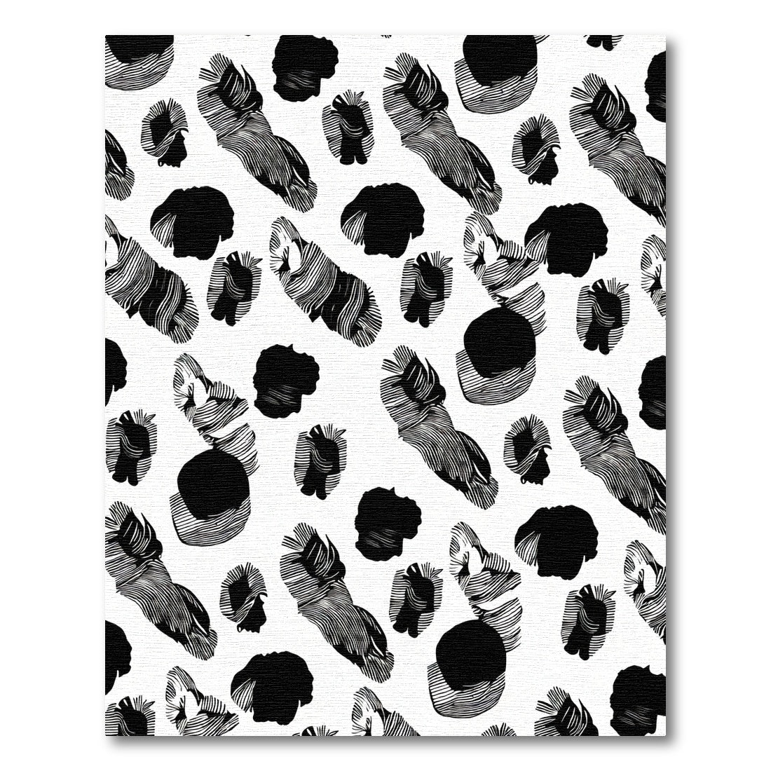 Abstract Black White Organic Shapes Rug