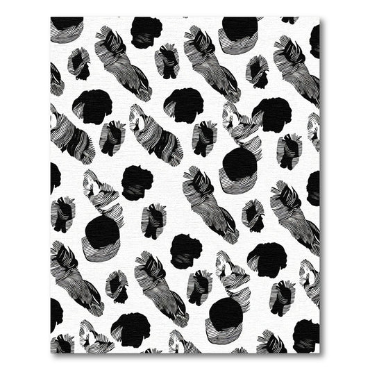 Abstract Black White Organic Shapes Rug