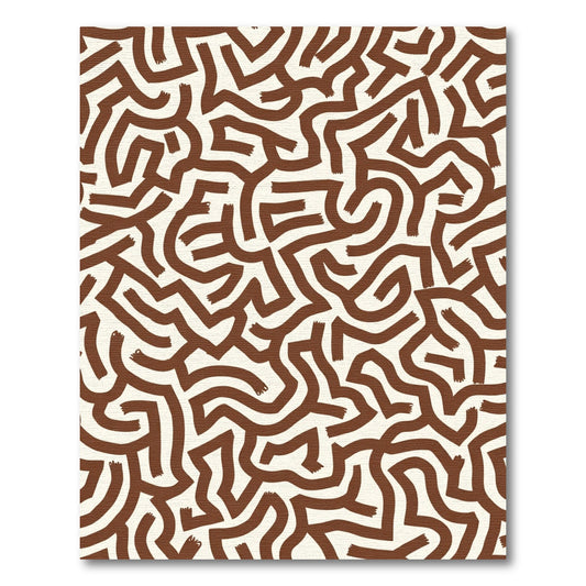 Brown Cream Abstract Maze Rug