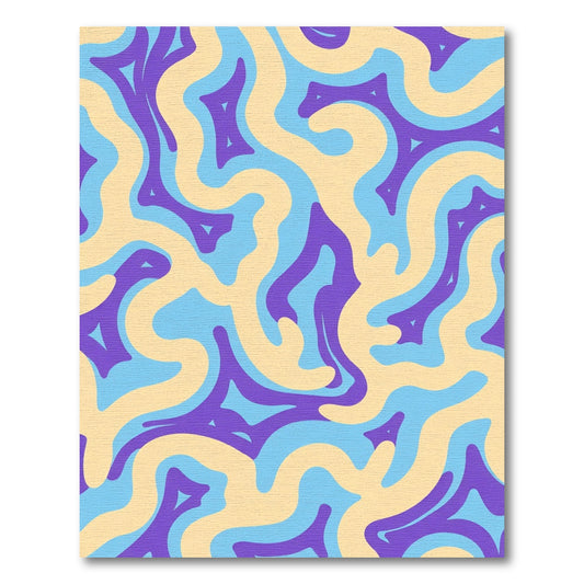 Cream Purple Blue Swirl Abstract Rug