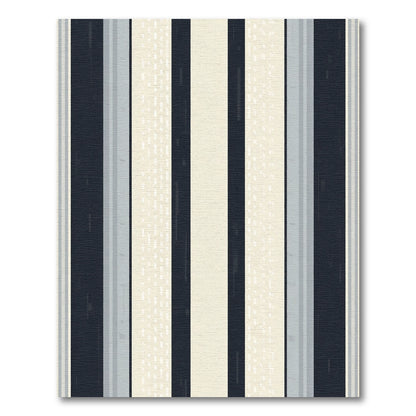 Modern Navy Cream Striped Rug